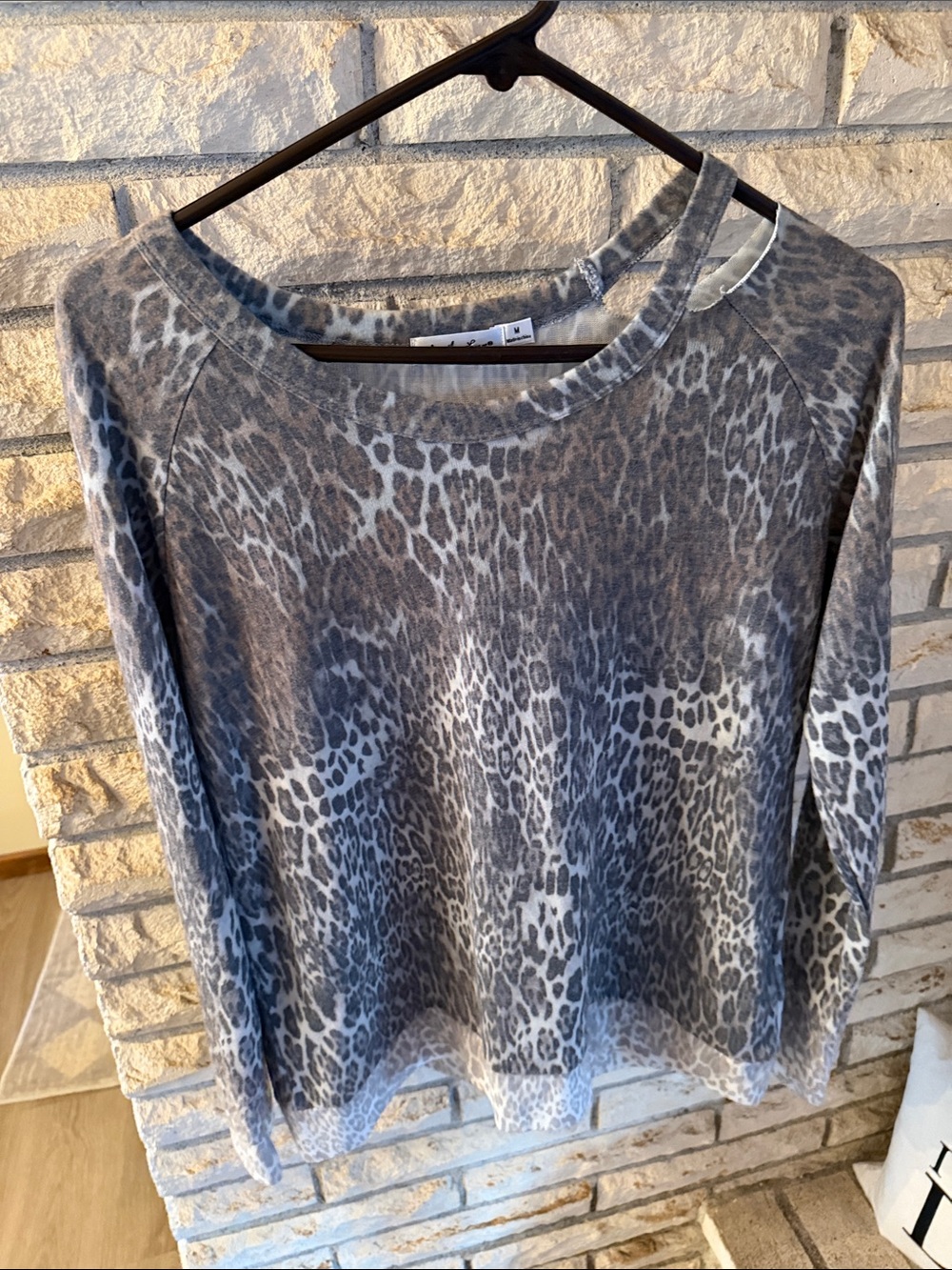 Another Love Gray Leopard Print Pullover Sweatshirt